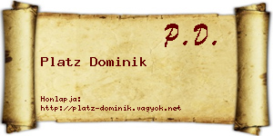 Platz Dominik névjegykártya